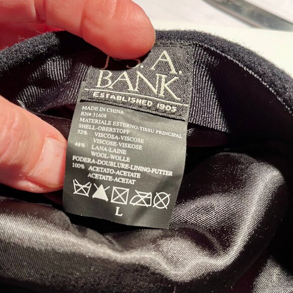 Vintage Jos. A. Banks Black wool blend snap brim hat size L - Picture 4 of 5